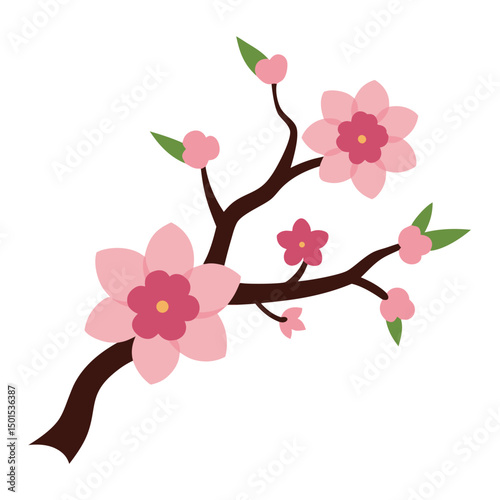 Watercolor Cherry Blossoms Branch Clipart Art