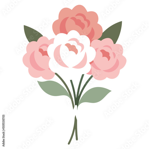 Blush Pink Flower Bouquet Watercolor Illustration