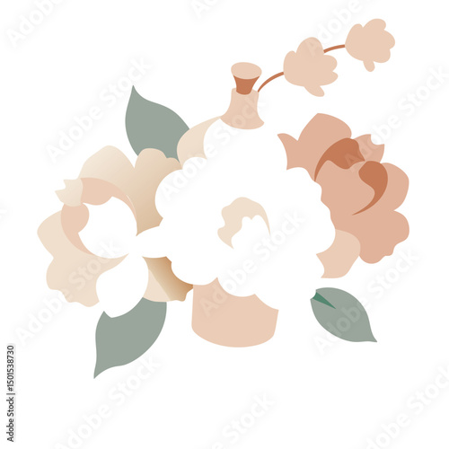 Blush Ivory Watercolor Flower Spray Illustration