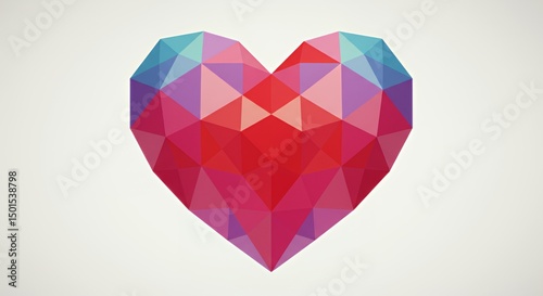 Geometric Heart: A Colorful Polygonal Love Symbol