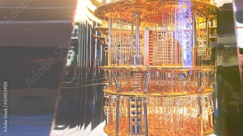 close up shot of a golden Quantum Computer 