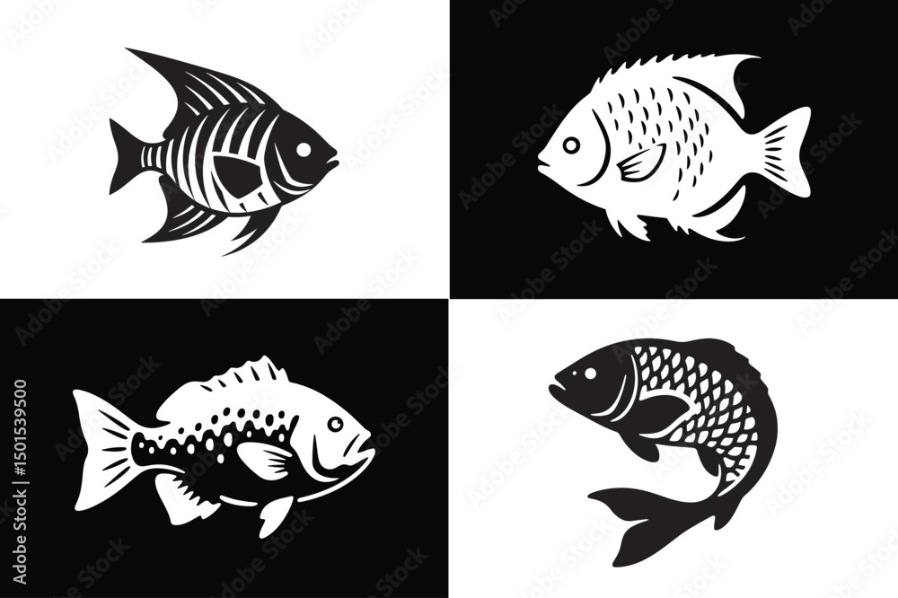 High Quality Fish Icon Set Diverse Styles for Web and Print