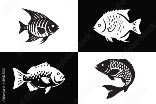 High Quality Fish Icon Set Diverse Styles for Web and Print