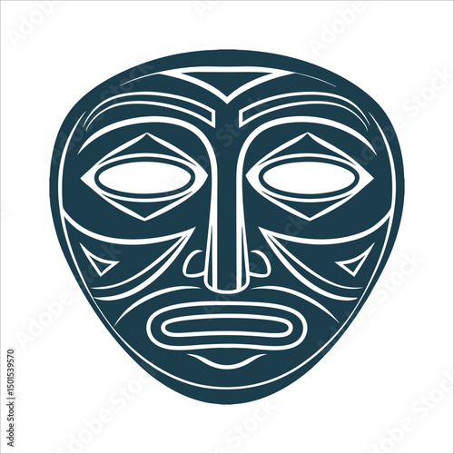 Simplified Inuit Spirit Mask Carving Vector