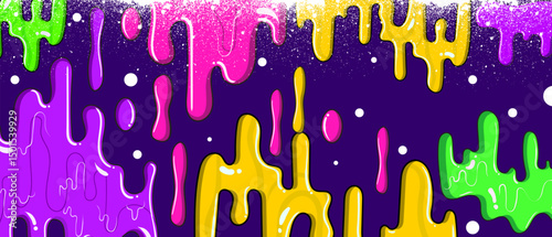 Colorful abstract graffiti slime background in neon colors. Bright and playful neon slime vector illustration