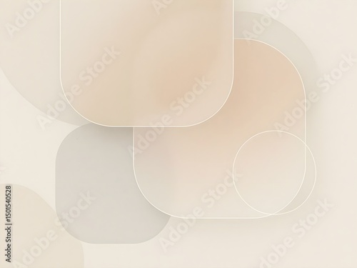 Minimal Geometric Abstract Background with Soft Pastel Layers and Shadows