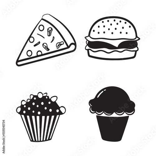 Black and White Food Icons illustrations