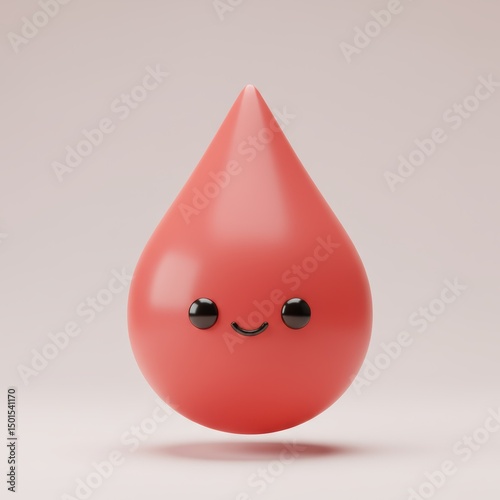 A cheerful and friendly animated blood drop illustration, perfect for medical or educational content.