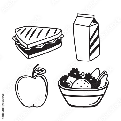 Lunch Meal Clipart Set illustrations