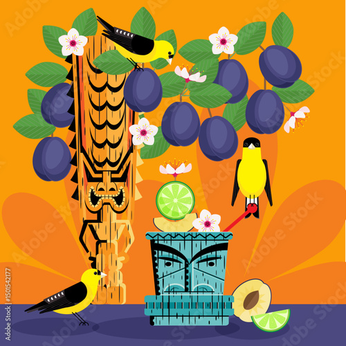 Tiki Goldfinch in Plum tree