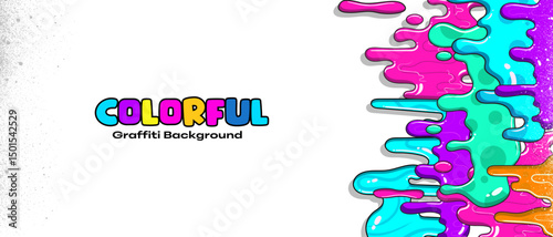 Colorful abstract graffiti slime background in neon colors. Bright and playful neon slime vector illustration