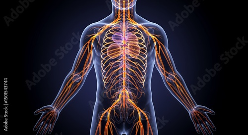 Human Nervous System Anatomy: Detailed 3D Model of the Nerves and Spinal Cord