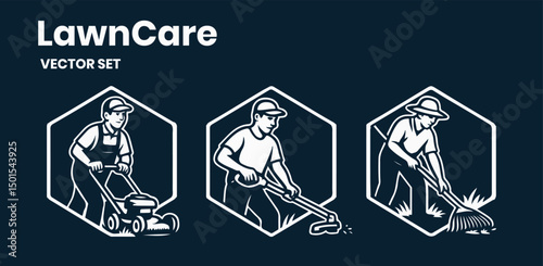 Lawncare Green Landscaping Vector Set Logo Design Solution