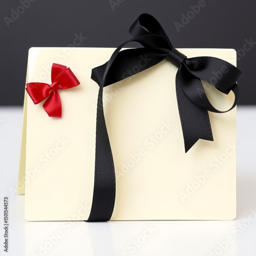 Elegant gift Card wrapped with teal ribbon ready for celebration or special occasion