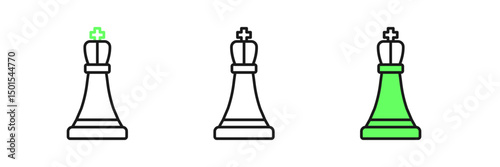 Set line Chess icon isolated on white background. Business strategy. Game, management, finance. Vector