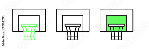 Set line Basketball backboard icon isolated on white background. Vector