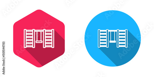 Filled and outline Wooden Swedish wall icon isolated with long shadow background. Swedish stairs. Vector
