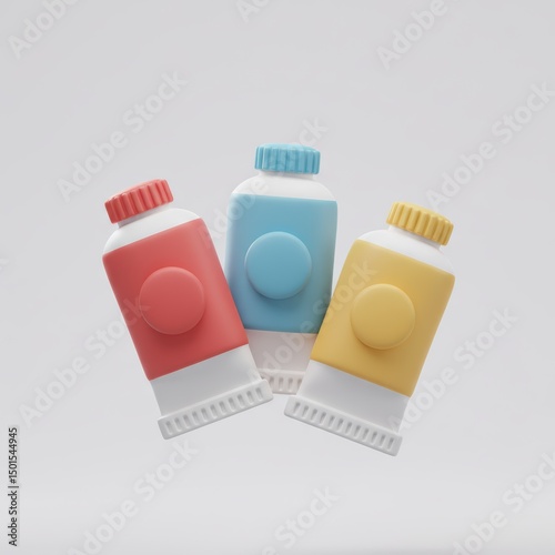 A vibrant illustration of three tubes of paint in primary colors, ready for use.