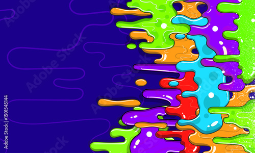 Colorful abstract graffiti slime background in neon colors. Bright and playful neon slime vector illustration