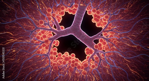 Microscopic Alveoli: A Breathtaking 3D Render of Lung Structure