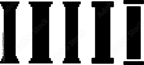 Columns icon. Architectural sketches showcasing. Pillar icons.  built structure.  Building element
