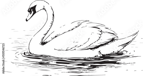 Black swan bird on a serene lake, a beautiful wildlife symbol of love and nature