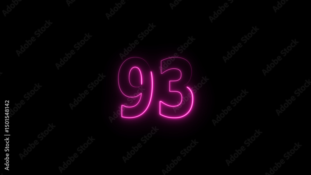 A glowing neon 93 number illustration . on a black background. and creating a illustration stunning 4k illustration . A glowing neon 93 number illustration . on a black background. and creating a illustration stunning 4k illustration .
