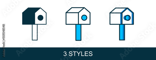 Filled outline Bird house icon isolated on white background. Nesting box birdhouse, homemade building for birds. Vector