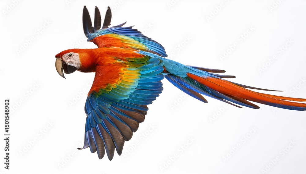 Fototapeta premium colourful flying ara on white background