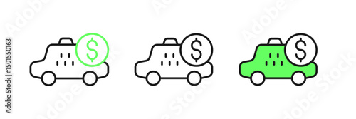 Set line Taximeter device icon isolated on white background. Measurement appliance for passenger fare in taxi car. Vector