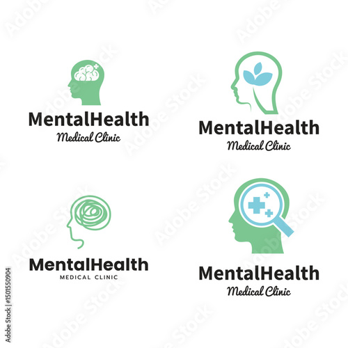 Set of Mental health logo vector illustration design