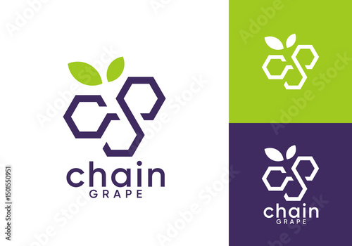 simple creative grape chain logo design vector