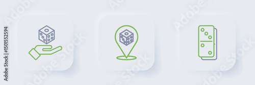Set line Domino, Game dice and icon. Vector