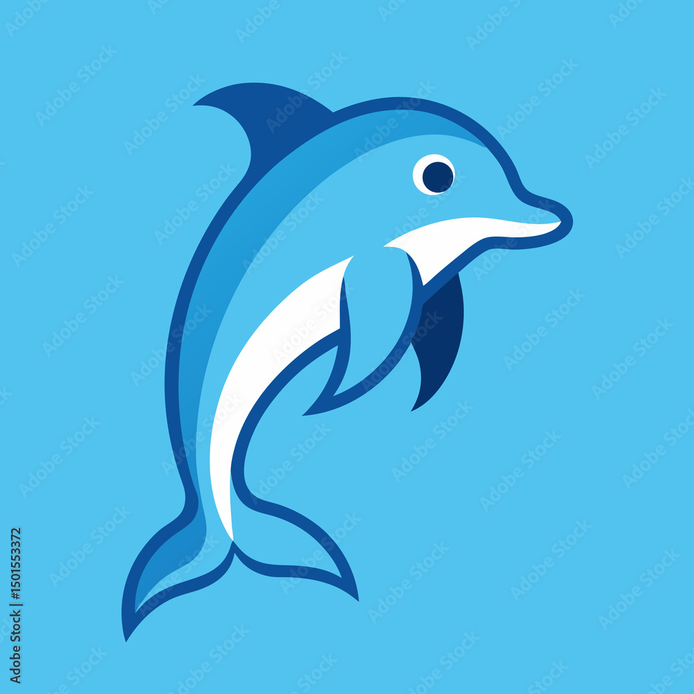 Fototapeta premium Bottlenose dolphin vector art illustration.