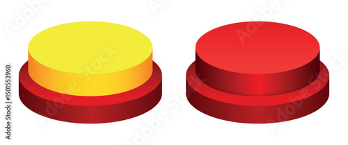 Golden and silver buttons. Vector 3d illustration isolated on white background.