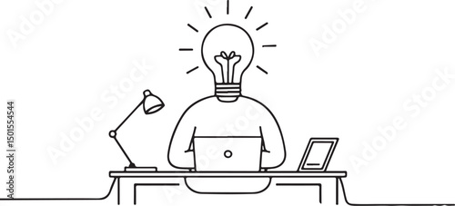 Businessman with a bright idea lightbulb concept illustration