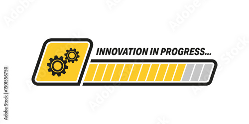 Vector illustration of a progress bar with gears and the text 