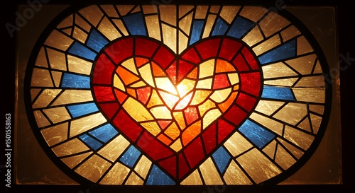Radiant Heart Stained Glass Window