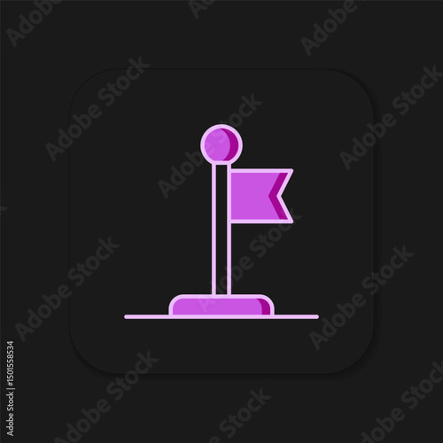 Filled outline Flag icon isolated on black background. Victory, winning and conquer adversity concept. Flat filled outline style with shadow. Vector