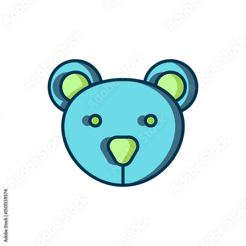 Filled outline Teddy bear plush toy icon isolated on white background. Flat filled outline style with shadow. Vector