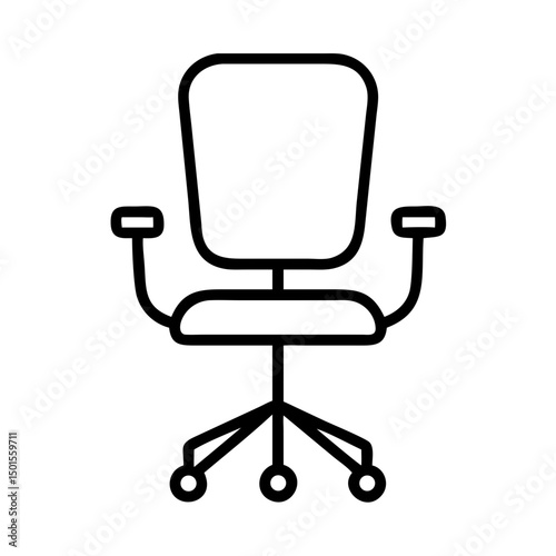 Simple Outline Office Chair Icon Element Minimalist Line Style Drawing