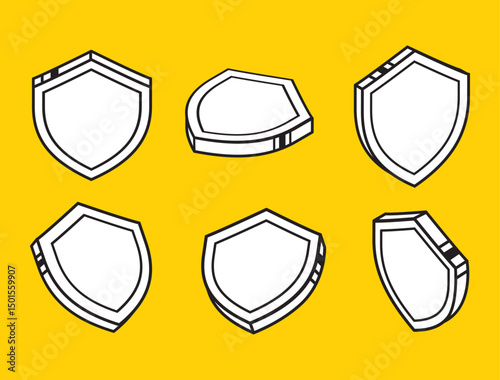 set of shield protection icon and symbol, security and safe from hacker