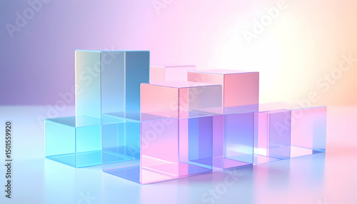 Pastel Glass Cubes Abstract Composition