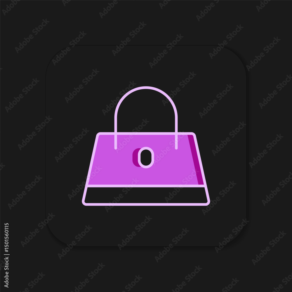 Filled outline Handbag icon isolated on black background. Female handbag sign. Glamour casual baggage symbol. Flat filled outline style with shadow. Vector