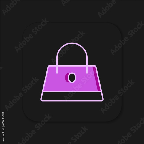 Filled outline Handbag icon isolated on black background. Female handbag sign. Glamour casual baggage symbol. Flat filled outline style with shadow. Vector