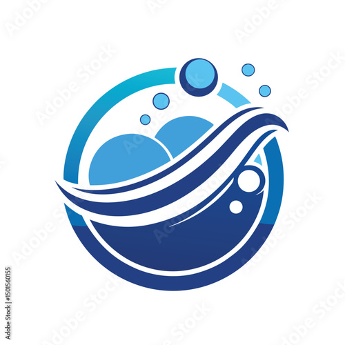 Laundry Logo In Shades Of Blue And White With Bub