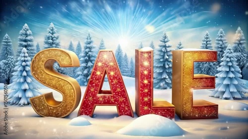 Flat landscape. Snowy background. Snowdrifts. Snowfall. Clear blue sky. Blizzard. Cartoon wallpaper. Cold weather. Winter season. Template for advertising, web, social and fashion ads