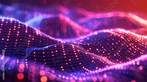 Energetic sound wave abstract background with neon pulse and rhythm lines.