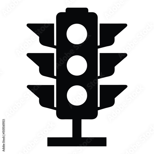 Black Silhouette Traffic Light Icon A Simple and Versatile Design Element