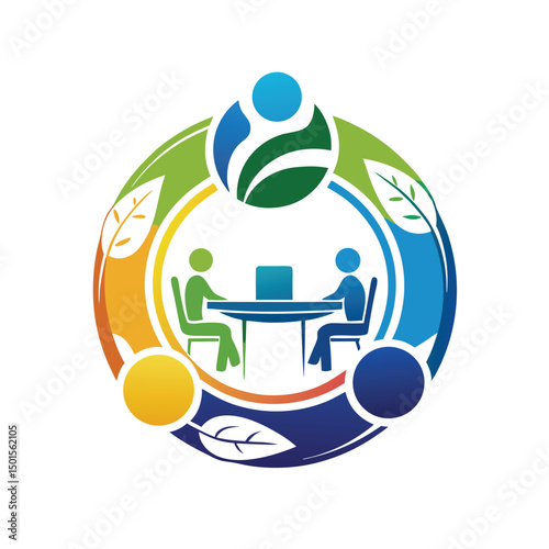 Round Table Discussion Logo Design Set